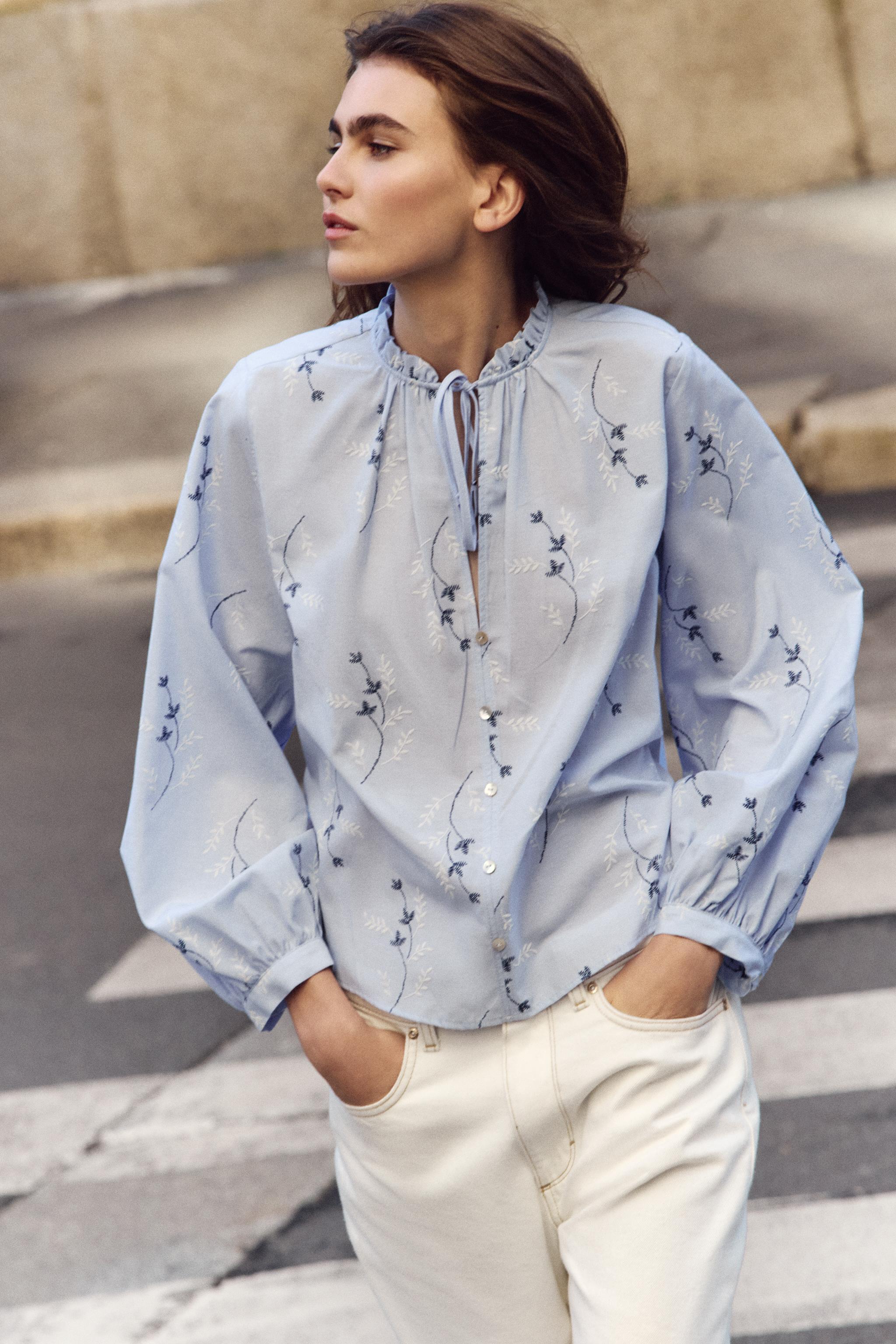 EMBROIDERED PRINT BLOUSE